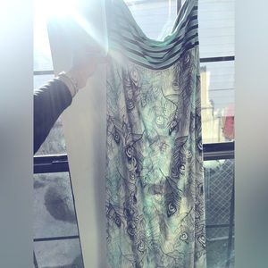 Element Teal Stripped Peacock Strapless Dress Size L